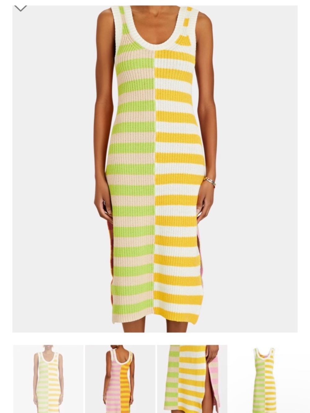 Staud Knit Color Block Striped Midi Dress